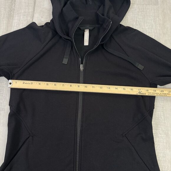 Athleta Black Triumph Full Zip Hoodie Jacket size Large Athletic Thumb Holes I - Picture 7 of 11